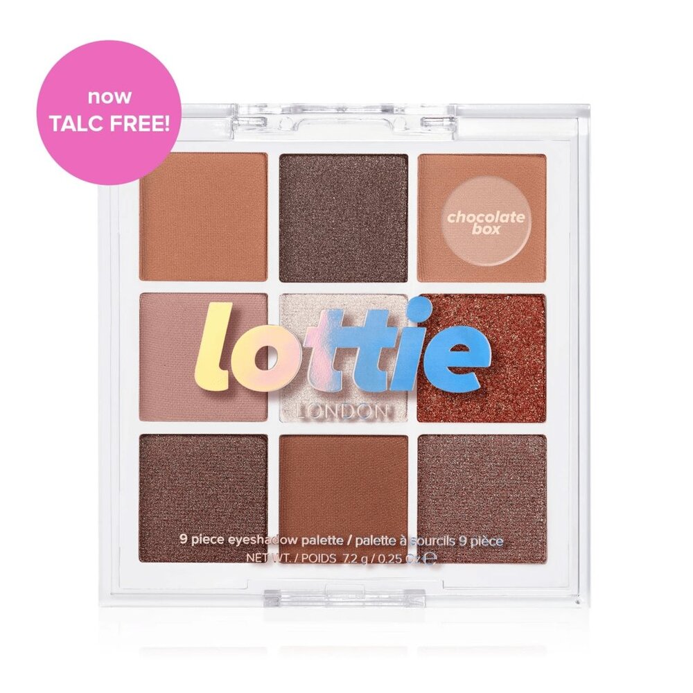 Lottie London Lottie Eyeshadow Palette Chocolate Box, Browns, 9 Pan Eyeshadow Pa